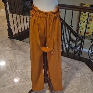 Elegant Women's Wide Leg Pants in Amber